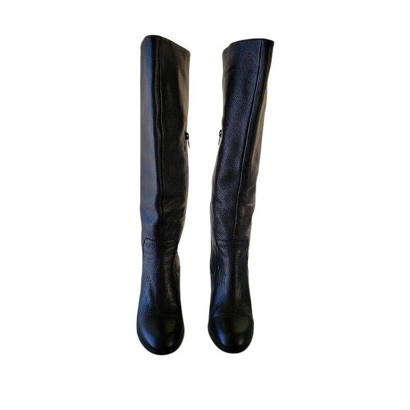 Lands’ End Black Pebbled Leather Knee-High Heeled Boots Women’s 7.5 - Picture 6 of 10